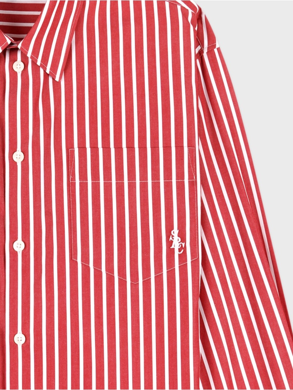 Sporty & Rich SRC Oversized Shirt Ruby Red Stripe - Picture 2 of 5